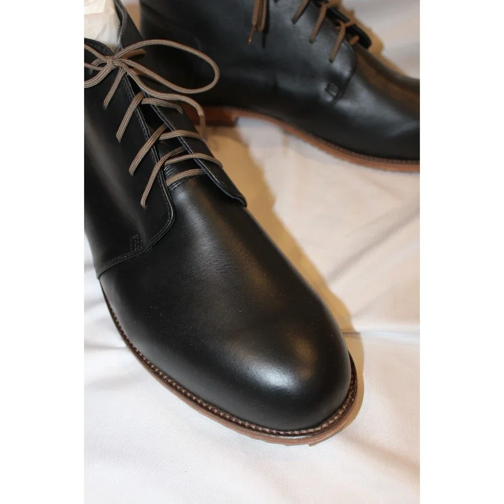 NISOLO MEN'S CHUKKA LEATHER BOOTS TOBACCO BLACK SZ 11 NWOB‎